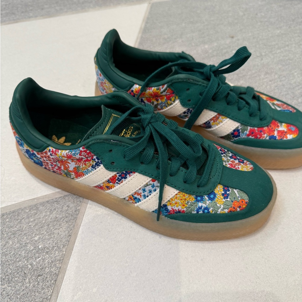 Adidas Liberty Sambae Green Floral Pattern Sneakers